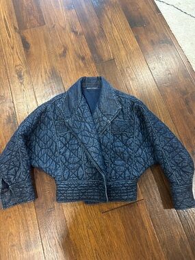 Free people quilted denim moto jacket